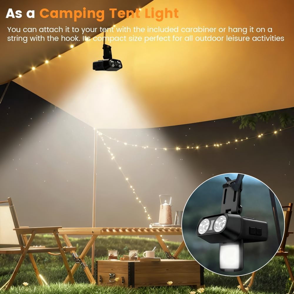 SONGAUN HomeBeyond Hat Light with Motion Sensor, 900 Lumens Rechargeable Clip on Cap Lights, 90° Adjustable COB Panel, Hands Free Waterproof Headlamp for Running, Camping, Hunting, Cycling