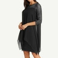 thumbnail image 7 of Fsqjgq Long Flowy Dress A Line Dresses for Women Fashion Chiffon Overlay Three Quarter Sleeve Lace Dress Oversize S-5Xl Black Size S, 7 of 7