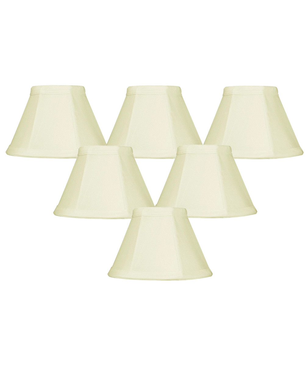 Set of 6 Candelabra Stretch Eggshell With White Liner ClipOn Lampshade 3x6x4
