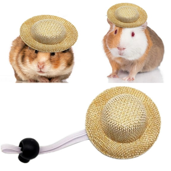 Mini Straw Hat for Small Animals Adjustable Pet Doll Accessory Funny Chicken Mexican Party Festival Photo Prop Sun Cap