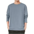 thumbnail image 1 of zbxnLI T-Shirts à Manches Longues pour Hommes T-Shirts Classiques Unis Col Ras du Cou Chemises Amples Décontractées pour Hommes, 1 of 7