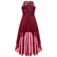 thumbnail image 2 of DPOIS Kids Flower Girl Dress Wedding Party Chiffon Sequins Dress Burgundy 6, 2 of 6