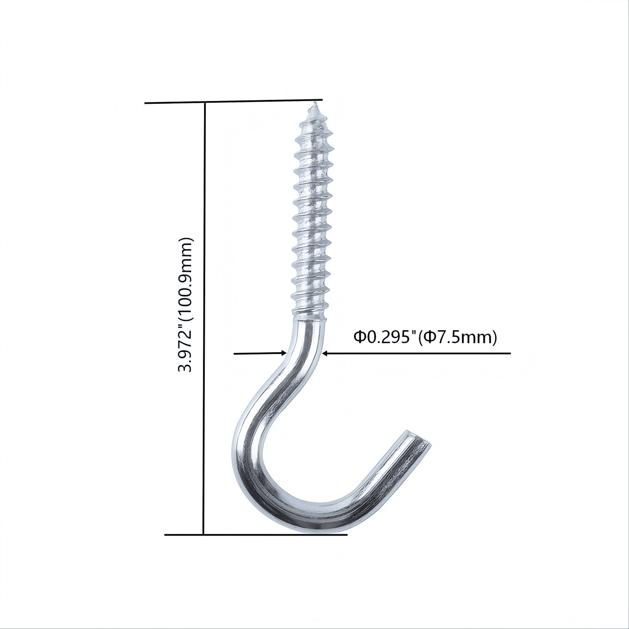 Hyper Tough Screw Hook 5/16 inch x 4 inch Zinc Plated