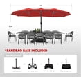 thumbnail image 3 of Bigleap 15ft Outdoor Patio Umbrella with Base Double Sided Garden Umbrella Rectangle Table Umbrella with Crank Handle Red, 3 of 6
