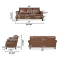 thumbnail image 4 of Noble House Amedou Faux Leather 3 Seater Sofa with Nailhead Trim, Cognac Brown and Dark Brown, 4 of 8