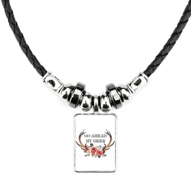 Antlers Advance Encourage Flowers Necklace Jewelry Torque Leather Rope Pendant