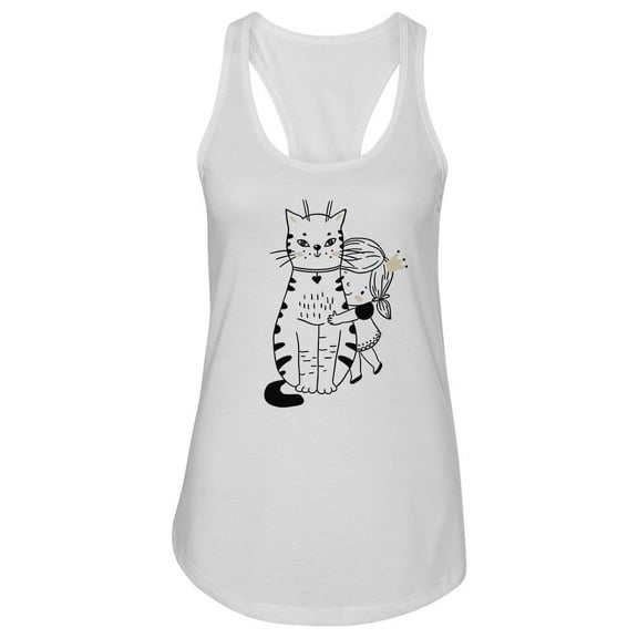 Cute Cat And Little Princess Tank Women -Image by Shutterstock, Female Medium