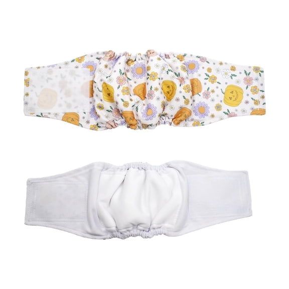 Halloween Washable Male Dog Diaper Belly Band, Reusable Patterned Printed Absorbent Sanitary Wrap for Male Dogs S