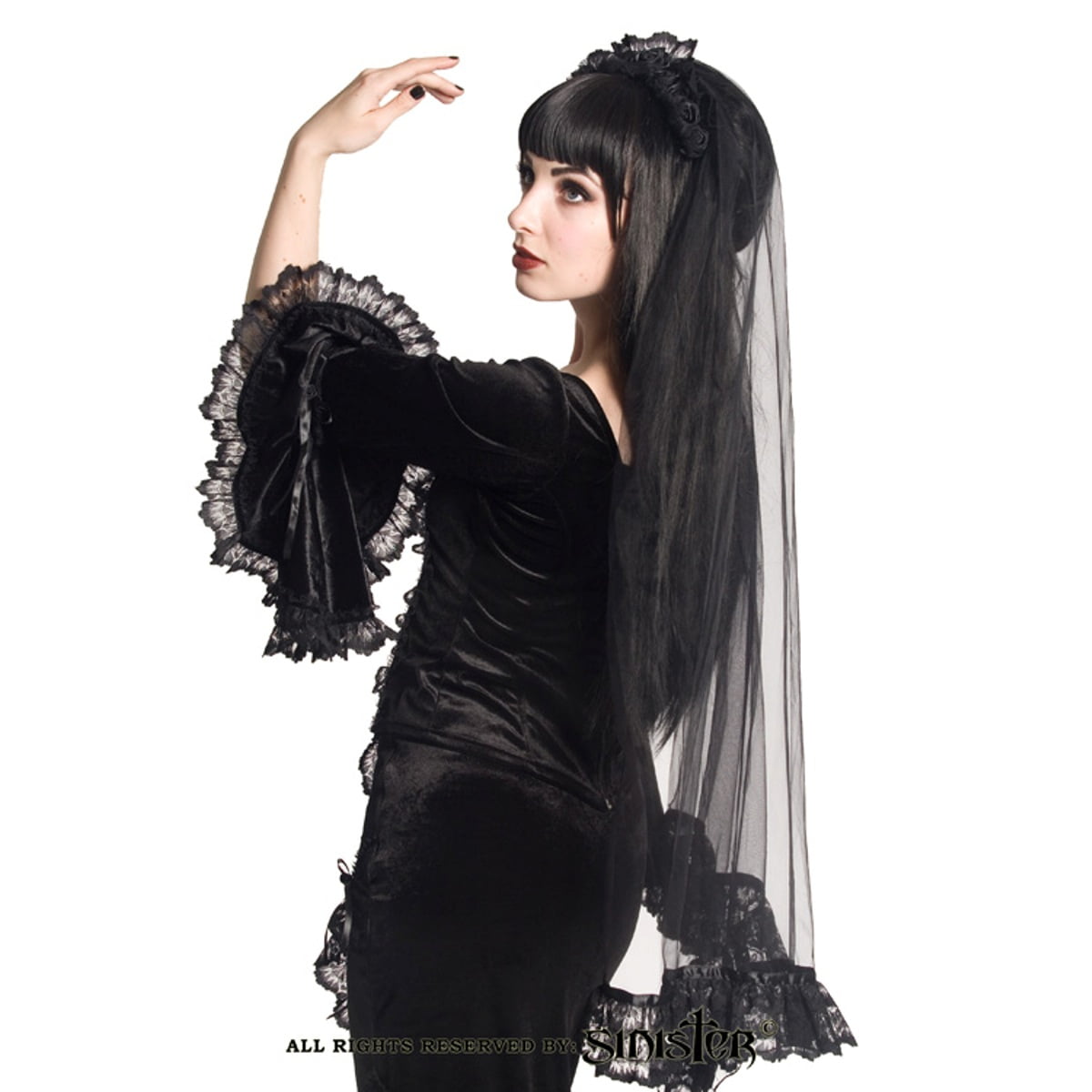 black lace wedding veil
