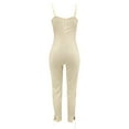 thumbnail image 6 of lulshou Jumpsuits for Women, Womens Fashion Summer Solid Casual Camis Sleeveless Suspender Jumpsuit Women's Jumpsuits, Rompers & Overalls, Beige XXL, 6 of 6