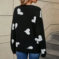 thumbnail image 4 of Valentines Sweaters for Women Peach Heart Pattern Crewneck Sweater Soft Knit Long Sleeve Pullover Casual Comfortable Jumper Top Black S, 4 of 9