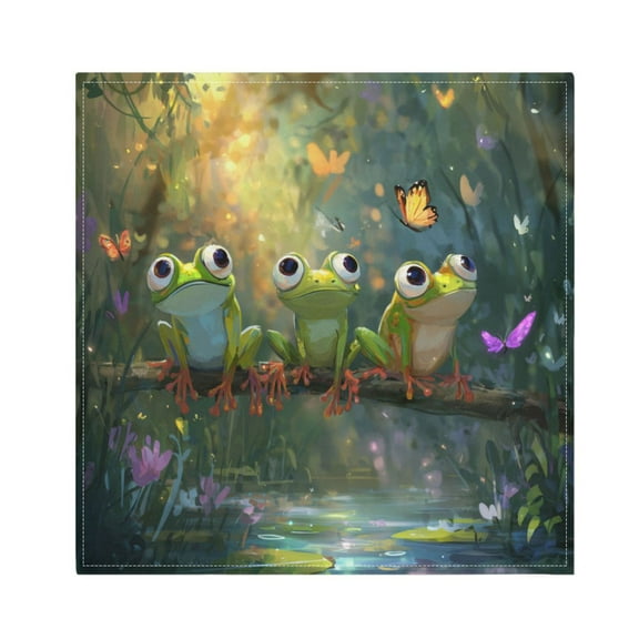 Qxltty Cute Frog Napkins 20×20in Perfect for Parties Dinners Weddings Cocktail Housewarming Cloth Napkins Set of 6