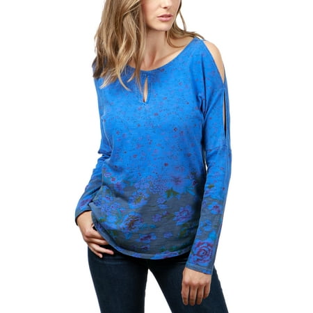 Lucky Brand | Cotton Cold Shoulder Top | Blue | Size XL
