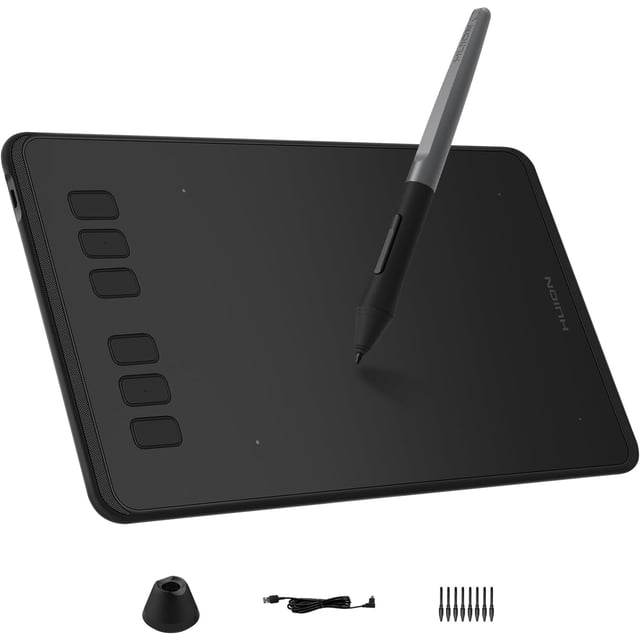 Inspiroy H640P Drawing Tablet, 6x4 inch Digital Art with Battery-Free Stylus, 8192 Pen Pressure, 6 Hot Keys, Graphics Tablet for Drawing, Writing, Design, Teaching, Work with , PC &