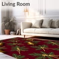 thumbnail image 2 of ODIKA 8'x10' Machine Washable Non-Slip Area Rug, Classic Bow Tie with Gold Bells and Evergreen Sprigs High Traffic Rug, Red, 624609, 2 of 7