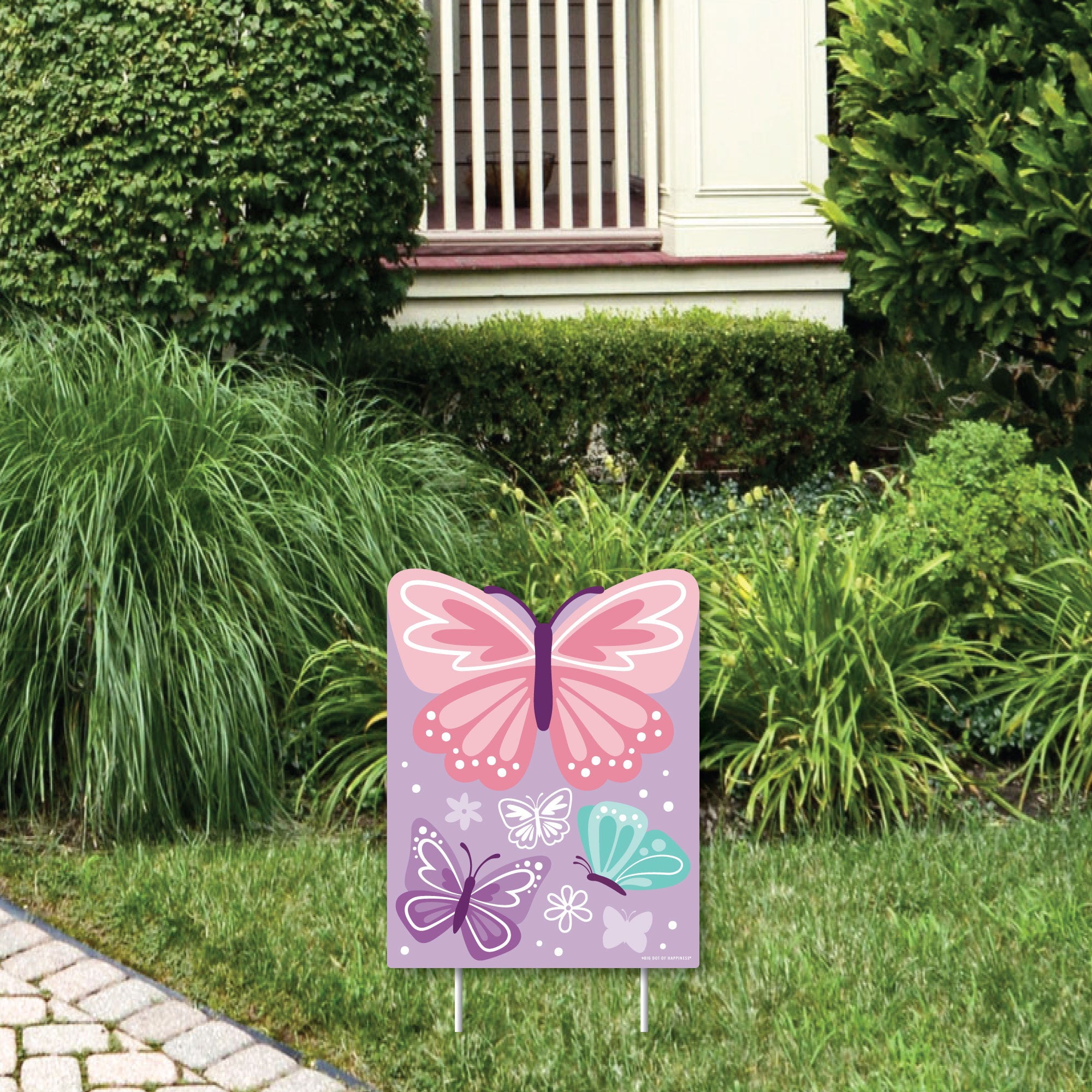 Big Dot of Happiness Beautiful Butterfly - Outdoor Lawn Sign - Floral Baby Shower or Birthday Party Yard Sign - 1 Piece