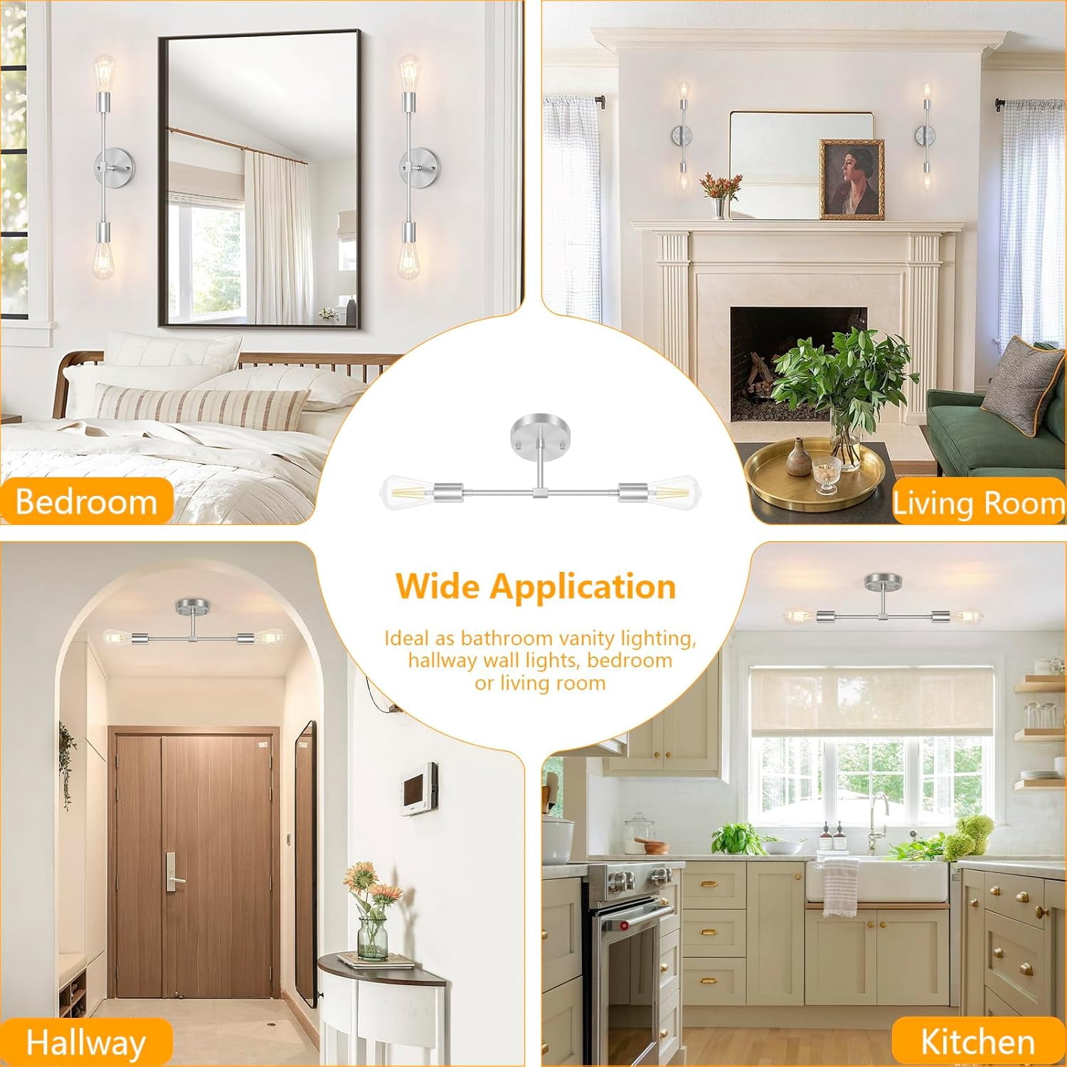 2-Light Brushed Nickel Bathroom Vanity Lights Bathroom Lighting Fixtures over Mirror for Bedroom Living Room Kitchen