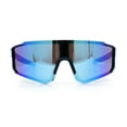 thumbnail image 5 of Boys Color Mirror 90s Shield Rimless Wrap Sport Plastic Sunglasses Black Blue - Blue Mirror, 5 of 8