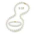 thumbnail image 1 of 14K Gold 7-8mm White Freshwater Cultured Pearl Necklace, Bracelet & Earrings Set, 18" - AAAA Quality, 1 of 7