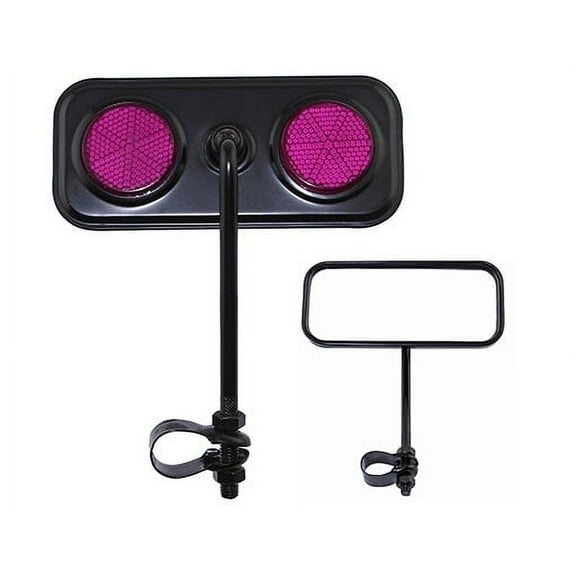 Alta Rectangle Bicycle Black Mirrors, Reflectors Multiple Colors. (Purple)