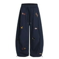 thumbnail image 4 of CONZONE Womens Baggy Sweatpants Cartoon Embroidery Pants for Women Trendy Elastic Waist Drawstring Wide Leg Fall Winter Athletic Trousers With Pocket, 4 of 4