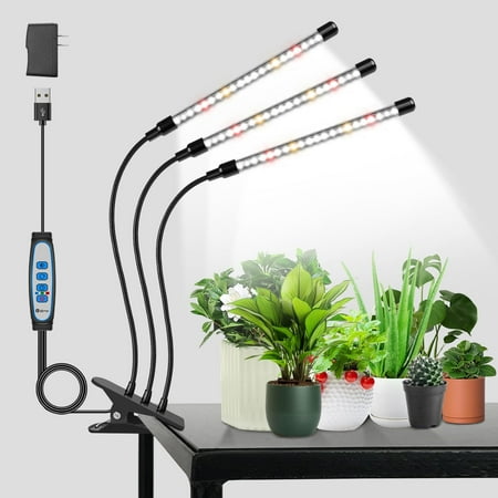 

Grow Lights for Indoor Plants 2 Pack 6000K LED White Plant Grow Lights Indoor Full Spectrum Grow Lamp with Clip Auto ON & Off Timer 6/12/16H 3 Modes 5-Level Dimmable Brightness