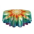 thumbnail image 5 of Rainbow Tie Dye Mandala Pattern Round Tablecloth 60"x60",Wrinkle Wipeable Table Cloth for Kitchen Dining Room Picnic Patio Party, 5 of 6
