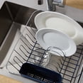thumbnail image 4 of 2 Piece Chrome Plated Steel Small Compact Dish Drainer, Navy Blue, 4 of 4