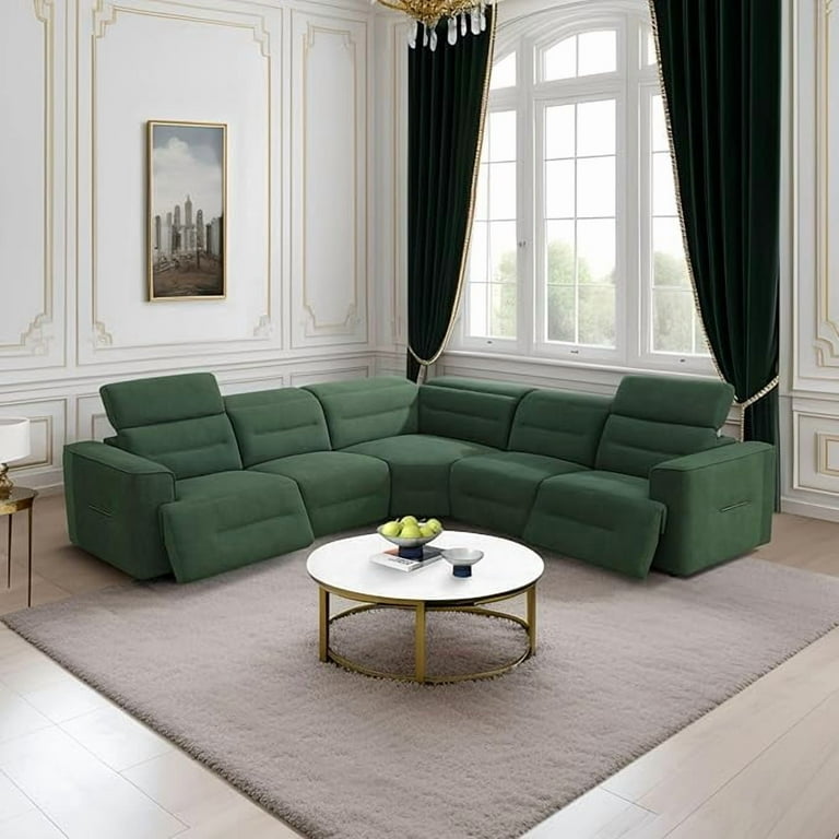 Power Recliner Sectional Sofa, L-Shaped Living Room Furniture Set
