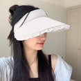 thumbnail image 6 of Hvmvliv Sun Hats for Women Sun Visor Hats Women with Wide Lace Brims Adjustables Clip-On Summer Beach Hat Hollow Summer Breathable Hat Ice Silk Fabric for Coolings White, 6 of 6