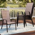 thumbnail image 2 of FUNDAZE Outdoor Dining Chairs Set of 2, Patio Dining Chair Stackable Armrest Patio Chairs Space Saving for Garden Backyard Deck, Brown, 2 of 7
