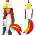 thumbnail image 1 of wonima44 Chicken Costume Set Chicken Hat Rooster Cosplay Dress Up Themed Parties Set of 2, 1 of 1