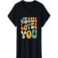 thumbnail image 2 of Vintage Jesus Loves You Christian Women gift T-Shirt Tee For Adult, Men, Women, Teen, Teenager, Adolescent, Youth, 2 of 4