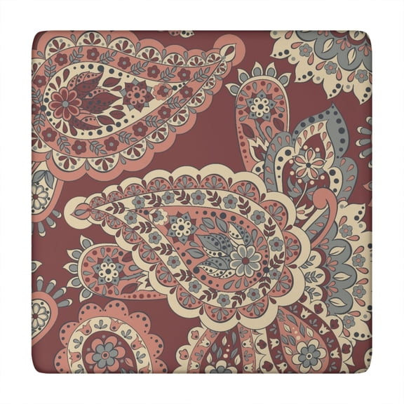 Colorful Vibrant Paisley Square Tablecloth - Snug Fit Windproof Washable Table Cover for BBQs 34x34 Inches