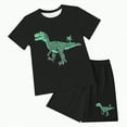 thumbnail image 2 of Kaprioy Toddler Boys Clothes Set Short Sleeve Cartoon Dinosaur Printed Tees + Stretchy Shorts 2Pcs Summer Clothes Sets Cool Loose Fit Kids Outfit Sets Lovely Child'S Dailywewar Summer Set, 2 of 4