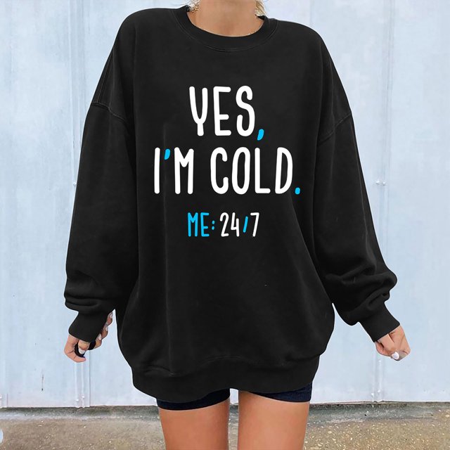 Nouveau Womens Tops 2023 Print Ample Col Rond Manches Longues Molleton Décontracté Coupe Oversize Pull-Over for Women