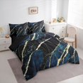 thumbnail image 3 of Homewish Marble Texture Road 7-Piece Twin Bedding Sets,Modern Fluid Art Bedding Comforter Set,Gold Black Blue Sheet Sets For Girl,Microfiber Room Decoration Reversible, 3 of 8