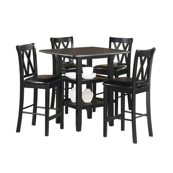 Lexicon Norman 5 Piece Solid Wood Counter Height Dining Set in Black