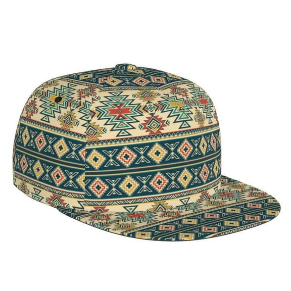 Balery Baseball Cap Flat Bill Hats for Men Adjustable Size for Running Workouts and Outdoor Activities All Seasons Dad Hat(Traditional Tribal Aztec1 )