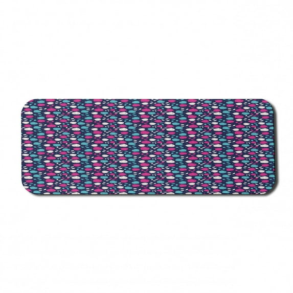 Floral Computer Mouse Pad, Physalis Flowers and Leaves on a Blue Background Nature Art, Rectangle Non-Slip Rubber Mousepad Large, 31" x 12" Gaming Size, Dark Blue Pink, by Ambesonne