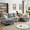 thumbnail image 4 of 111" Sectional Couch for Living Room, 4 Seater U-Shaped Sofa Couches with Double Chaise Polyester Fibre, Light Grey, 4 of 11