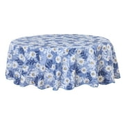 Nappe Table Sans Couture  eau resist PVC Rond pour Mariage Restaurant Fêtes Rond Table Décoration Floral Imprimé Bleu 71 " dia