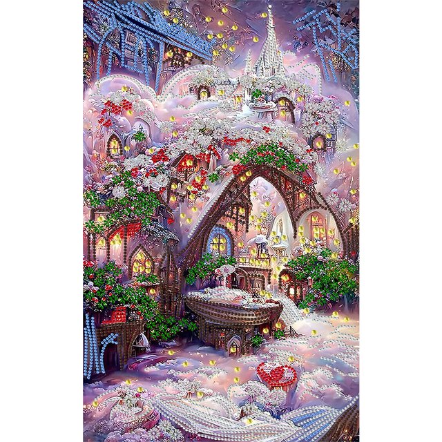 Cuadros Decorativos Neverland Ranch 5D DIY Diamond Painting Taladro parcial en forma especial (YXC278) Likrtyny embutido en tela