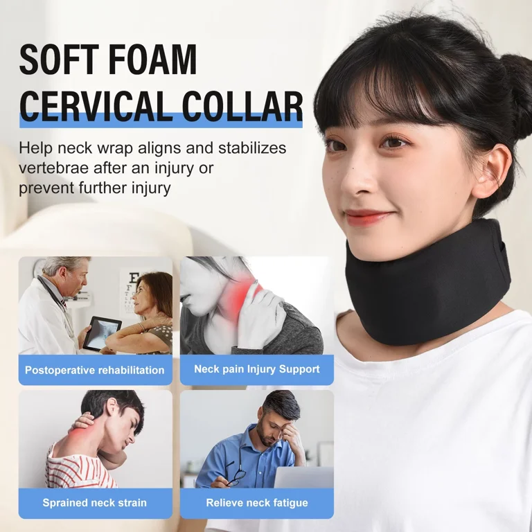Neck Brace for Neck Pain and Support - Soft Foam Cervical Collar for  Sleeping - Wraps Keep Vertebrae Stable and Aligned for Relief of Cervical  Spine Pressure for Women & Men (Dark
