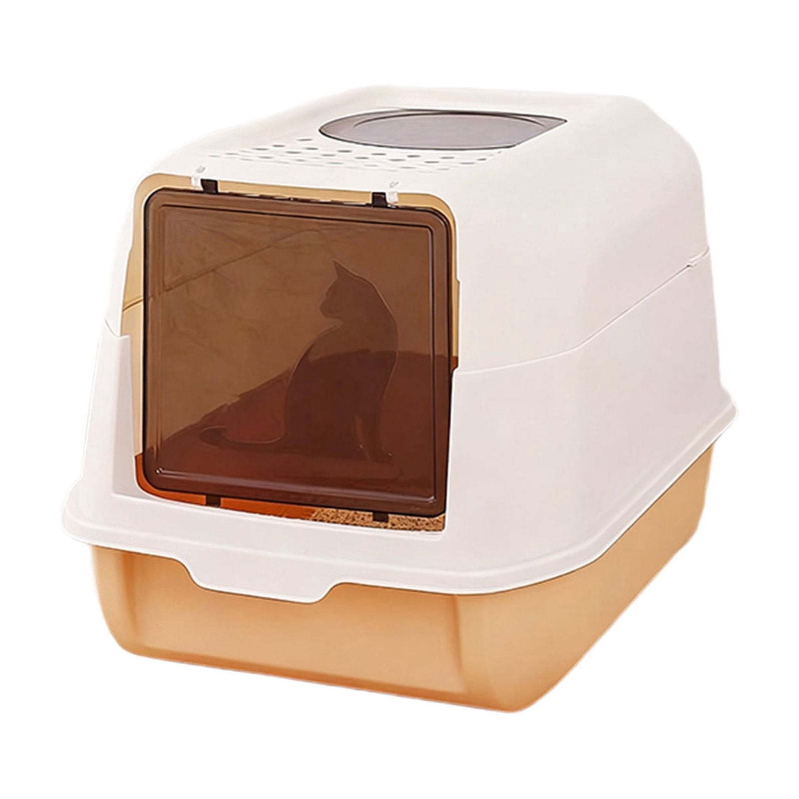Tarmeek Large Enclosed Cat Litter Box with Scoop, Odor Control & Splash Guard Design for Indoor Cats, Easy Clean Cat Toilet in Orange