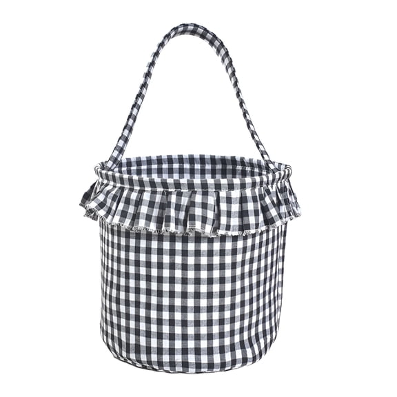 TELOLY Halloween Gingham Tote Basket,New Jute Canvas Bucket,Halloween Decoration Gifts,Food Storage Bags,Trick or Treat Bag for Boys and Girls,Cute Canvas Candy Basket Black 8.99.37.1