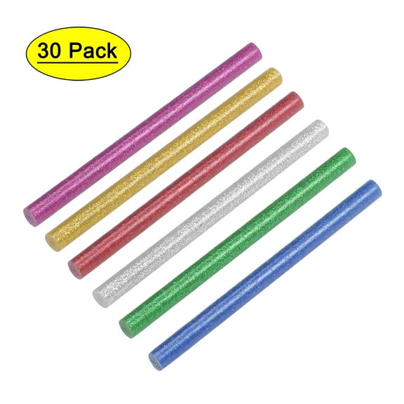 Uxcell 4" x 0.27" Glitter Colorful Mini Hot Glue-Gun Sticks for Glue-Guns 30 Pack