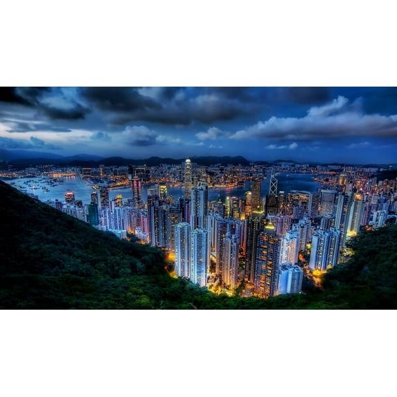 Hong Kong Canvas Art Landscape Picture Wall Art Framed Painting Wall Decor For Home Office Bedroom Reeady to Hang