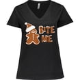 thumbnail image 3 of Inktastic Bite Me Gingerbread Women's Plus Size V-Neck T-Shirt, 3 of 5