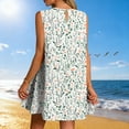 thumbnail image 5 of qucoqpe Womens Summer Dress Fashion Casual Floral Printed Sleeveless Round Neck Mini Dress Loose Flowy Pleated Hem Sundress, 5 of 6